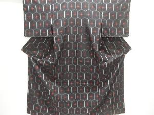 大特価品　亀甲絣織り出し手織り紬着物